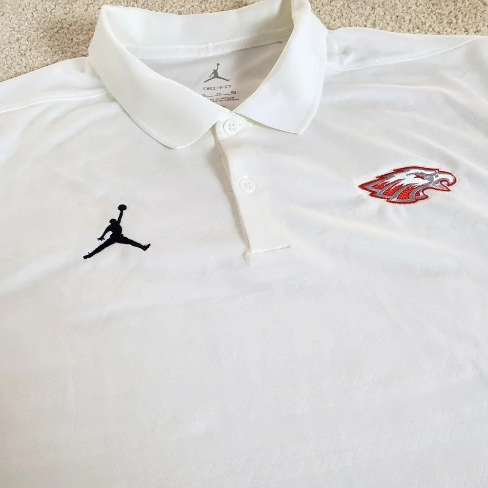 Atlanta‎ Falcons Men's Polo Shirt Size XL White Jordan Dri-FIT Short Sleeve